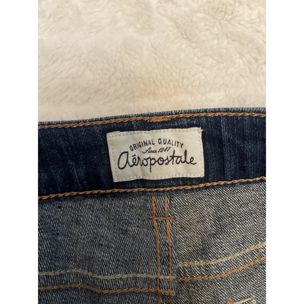 Aeropostale Womens Jean Shorts Size 1/2 Frayed Embellished Rhinestone Cut Off